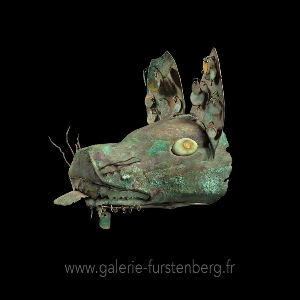 Fox head in copper