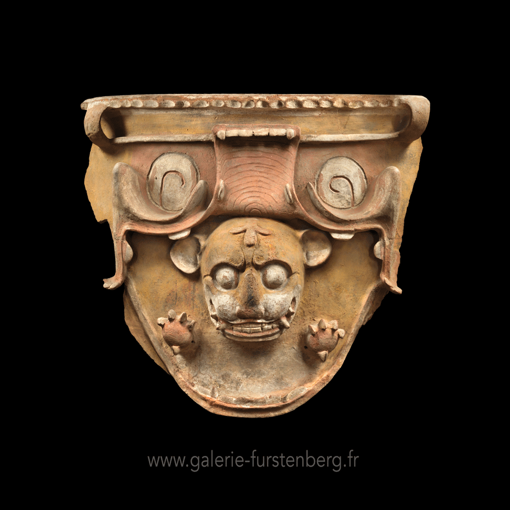 Front of a large Mayan urn