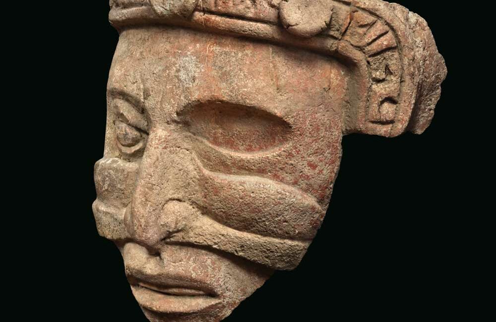 Mayan Priest head in stucco
